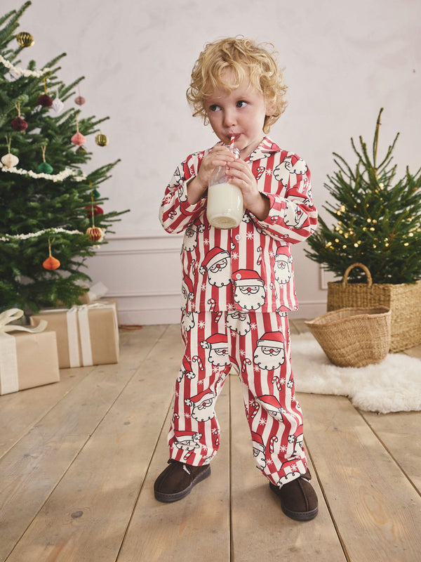 Red/White Santa Single Xmas Button Through Pyjamas (9mths-12yrs)