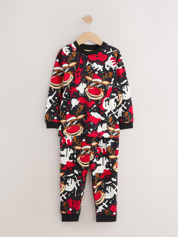 Red/Black Single Jogger Xmas Pyjamas (3-16yrs)