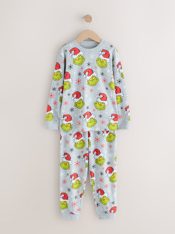 Green/Grey Grinch Single Jogger Xmas Pyjamas (3-16yrs)