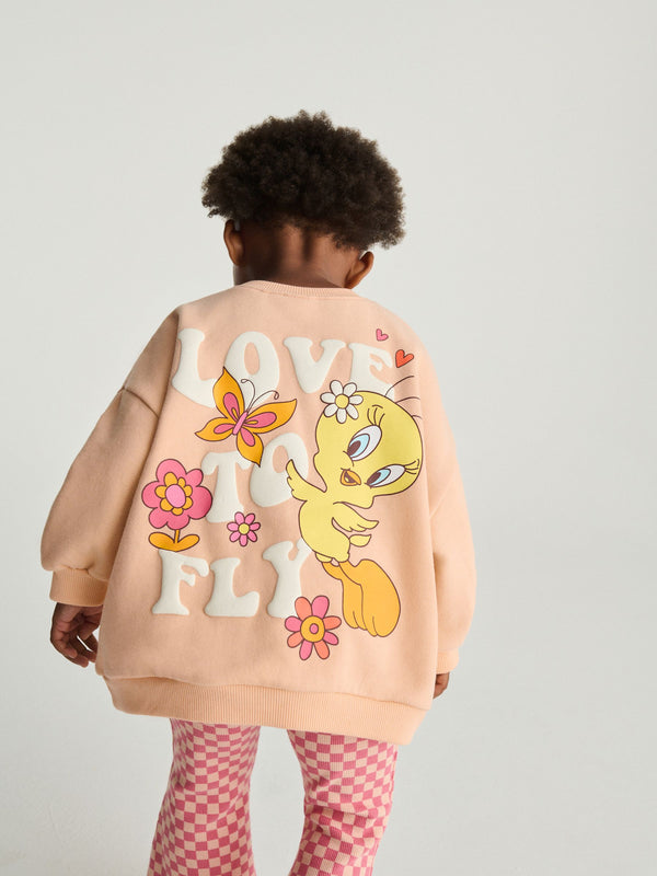 Peach Pink Tweety Sweatshirt & Flare Leggings Set (3mths-7yrs)