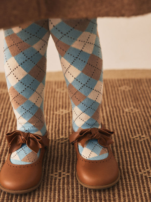 Blue Cotton Rich Argyle Tights