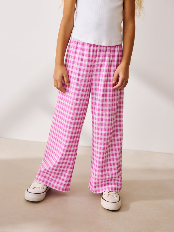 Pink Gingham Wide Leg Trousers (3-16yrs)