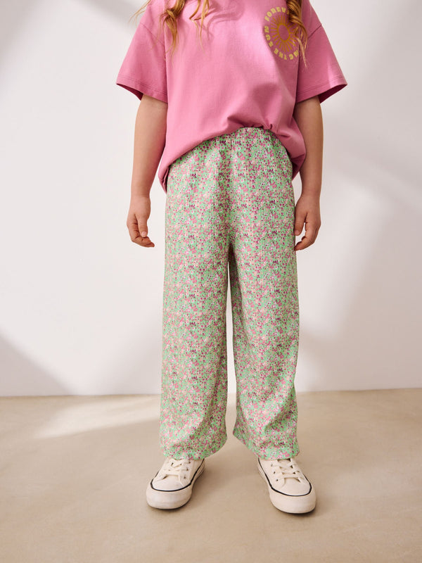 Green Floral Wide Leg Trousers (3-16yrs)