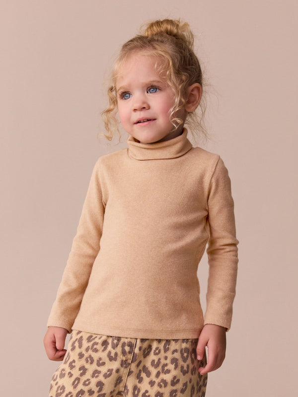 Tan Brown Long Sleeve Roll Neck Top (3mths-7yrs)