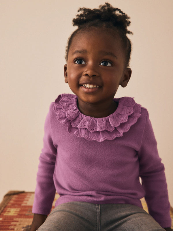 Purple Long Sleeve Collar Top (3mths-7yrs)