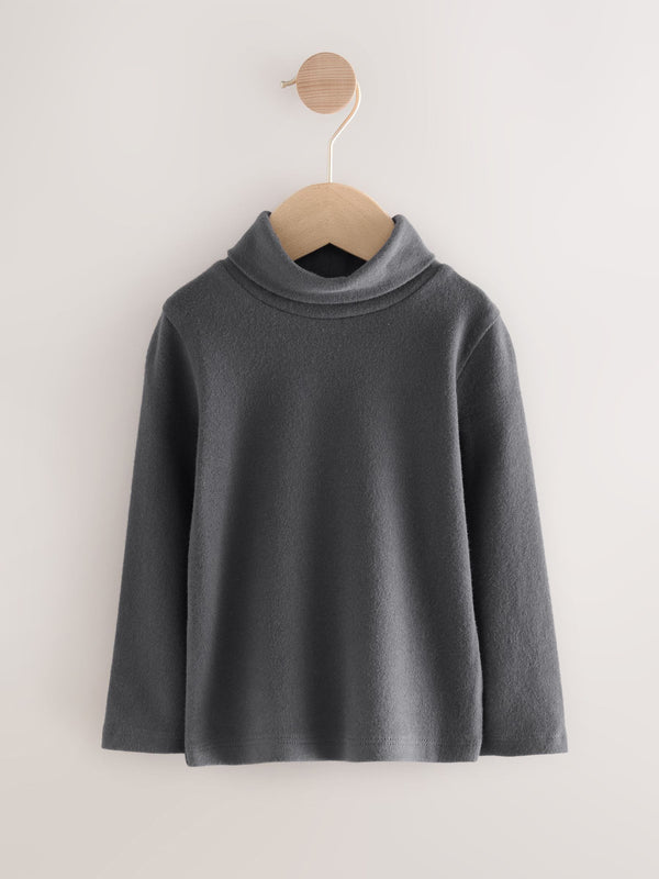 Charcoal Grey Long Sleeve Roll Neck Top (3mths-7yrs)