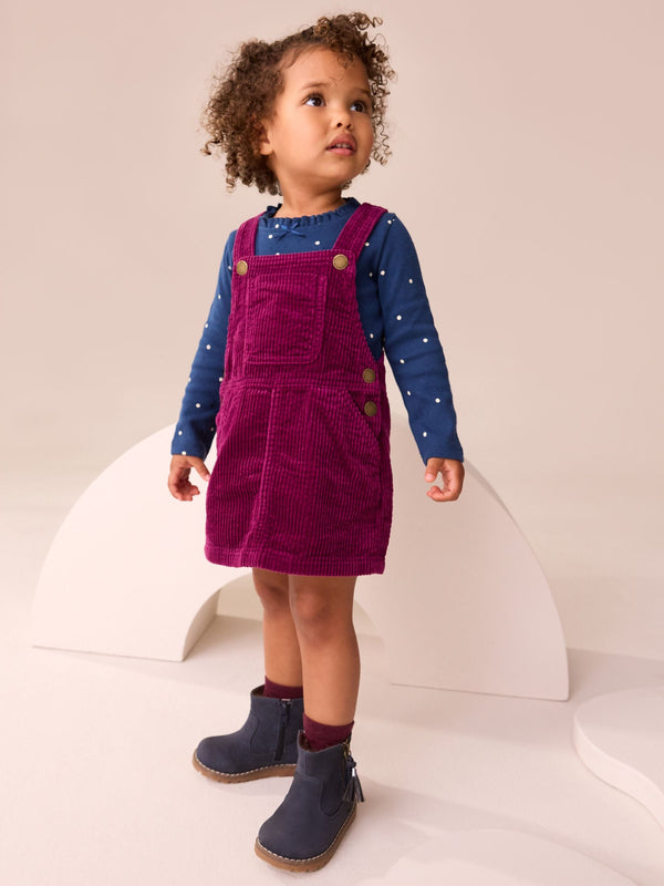Burgundy Red Cord Pinafore Dress (3mths-8yrs)