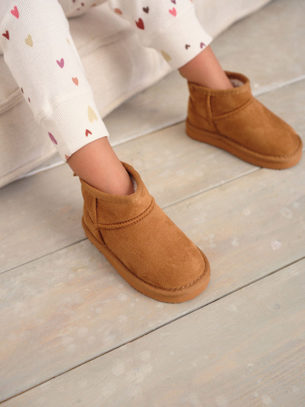 Tan Brown Slipper Pull On Ankle Boots