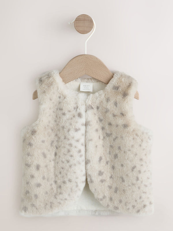 Leopard Baby Faux Fur Print Gilet (0mths-3yrs)