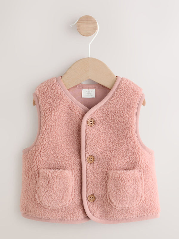 Pink Baby Borg Gilet (0mths-3yrs)