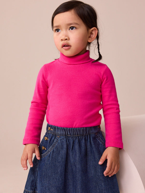 Bright Pink Long Sleeve Roll Neck Top (3mths-7yrs)