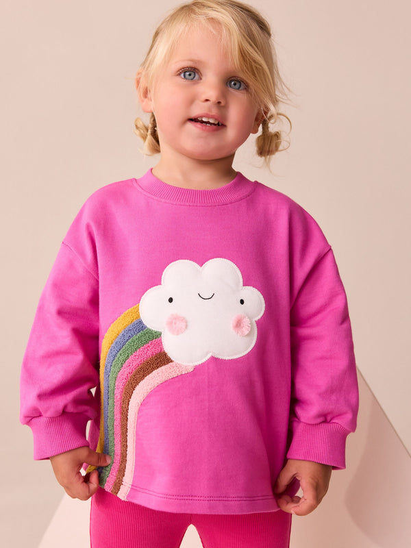 Pink Rainbow Cloud Character Long Sleeve T-Shirt (3mths-7yrs)