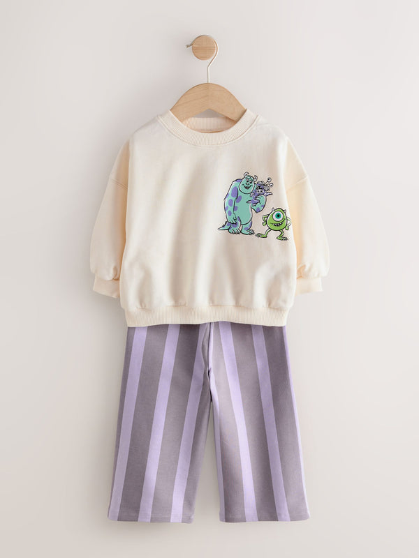 Ecru White Monster's Inc Long Sleeve Top and Barrel Leg Trousers (3mths-7yrs)