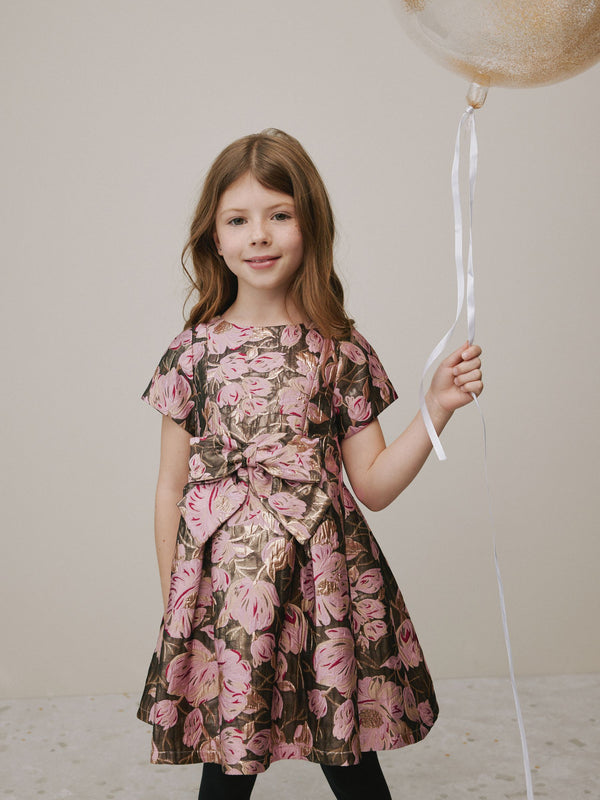 Pink Floral Jacquard Prom Dress (3-16yrs)