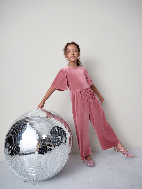 Pink Velour Jumpsuit (3-16yrs)