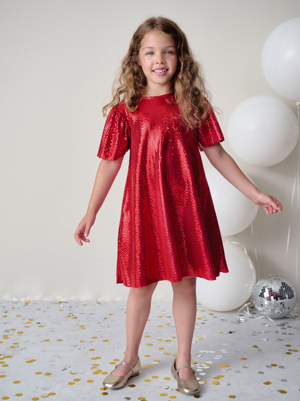 Red Sparkle Dress (3-16yrs)