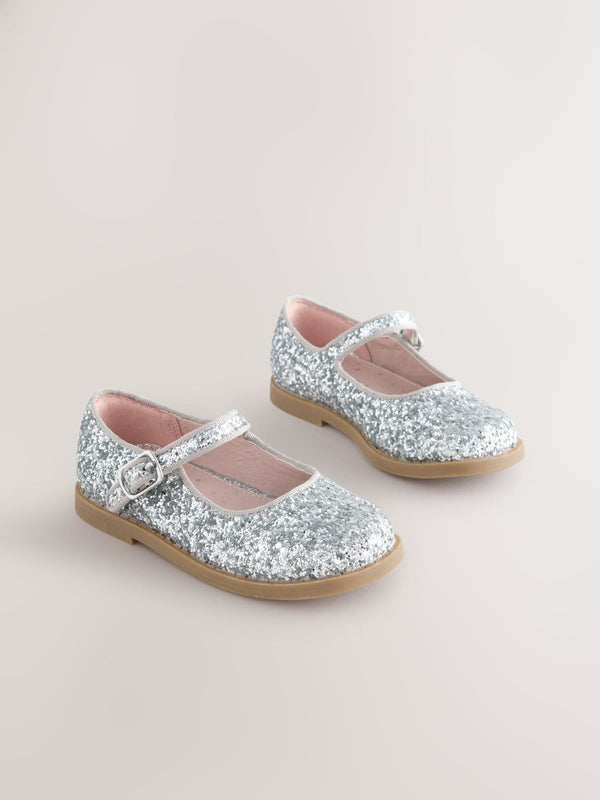 Silver Glitter Mary Jane Shoes