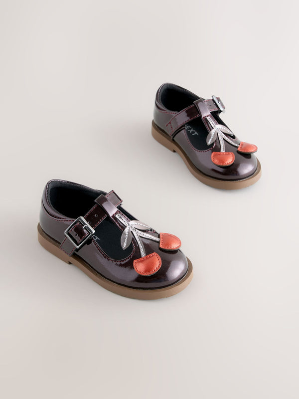 Burgundy Red Cherry T-Bar Shoes