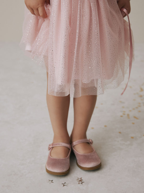 Pink Velour Mary Jane Shoes