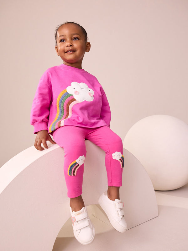 Pink Cloud Rainbow Knee Embellsihed Leggings (3mths-7yrs)