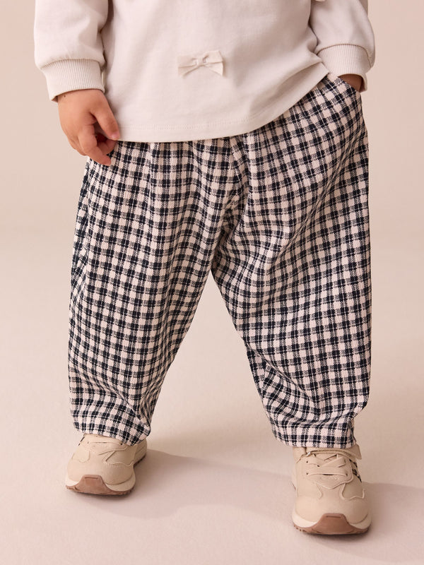 Black/White Gingham Textured Barrel Leg Trousers (3mths-7yrs)