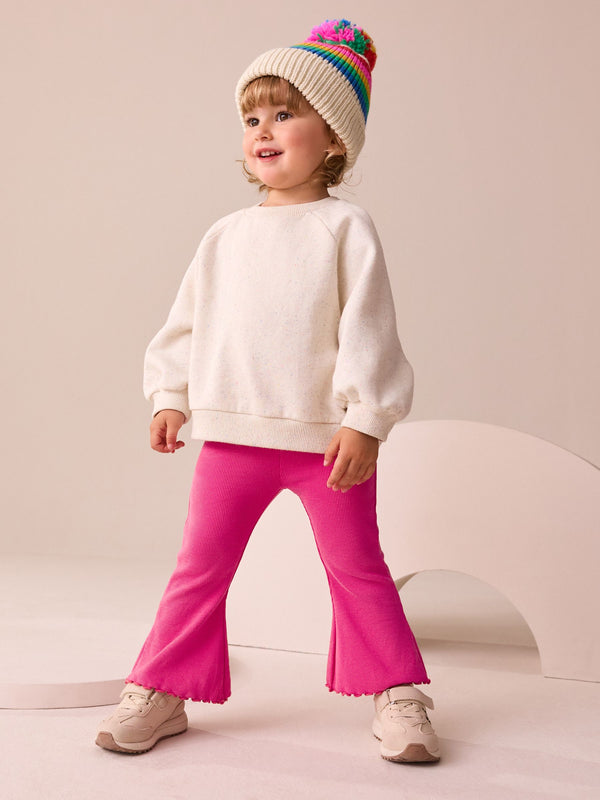 Bright Pink Rib Flare Leggings (3mths-7yrs)