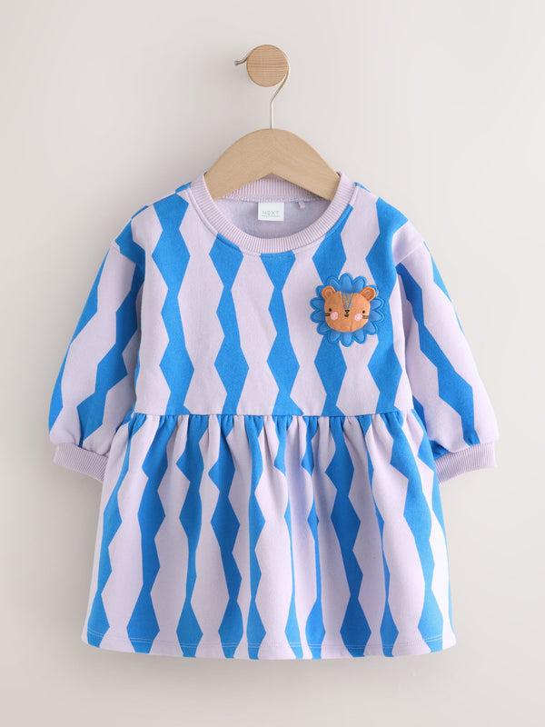 Blue/Lilac Fox Sweat Dress (3mths-7yrs)