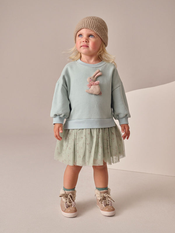 Blue Bunny Sweat Party Dress (3mths-7yrs)