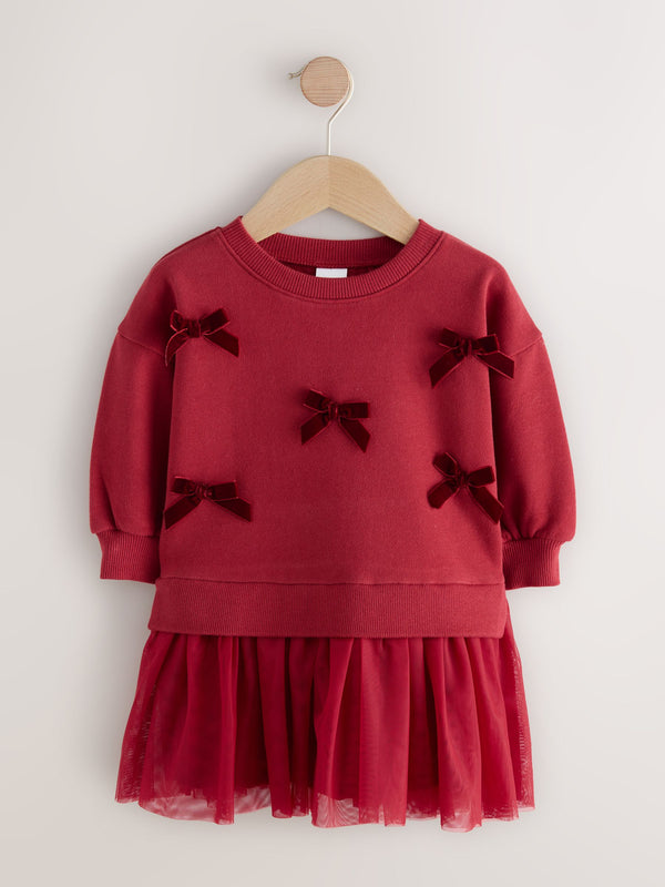 Red Bow Sweat Party Dress (3mths-7yrs)