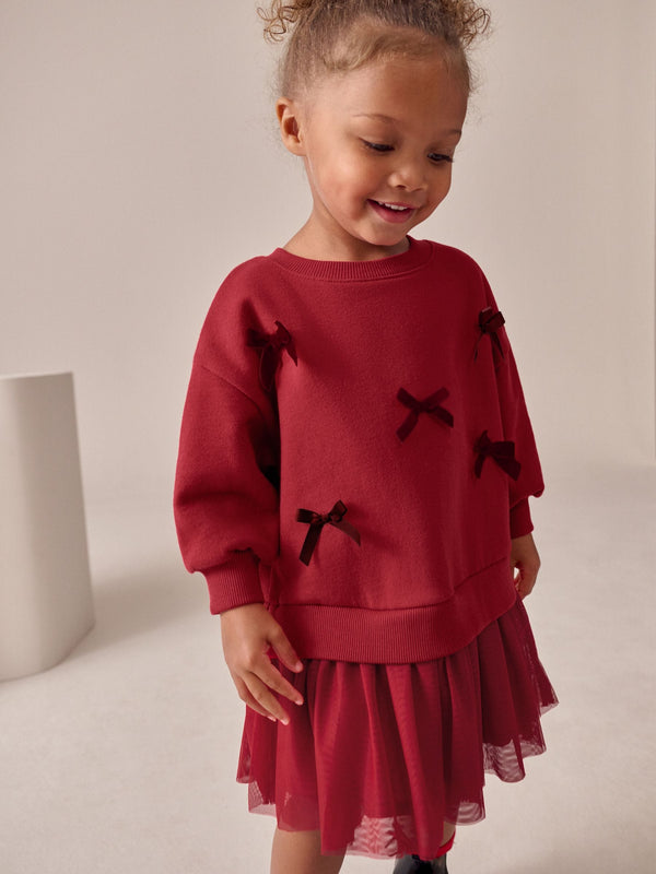 Red Bow Sweat Party Dress (3mths-7yrs)