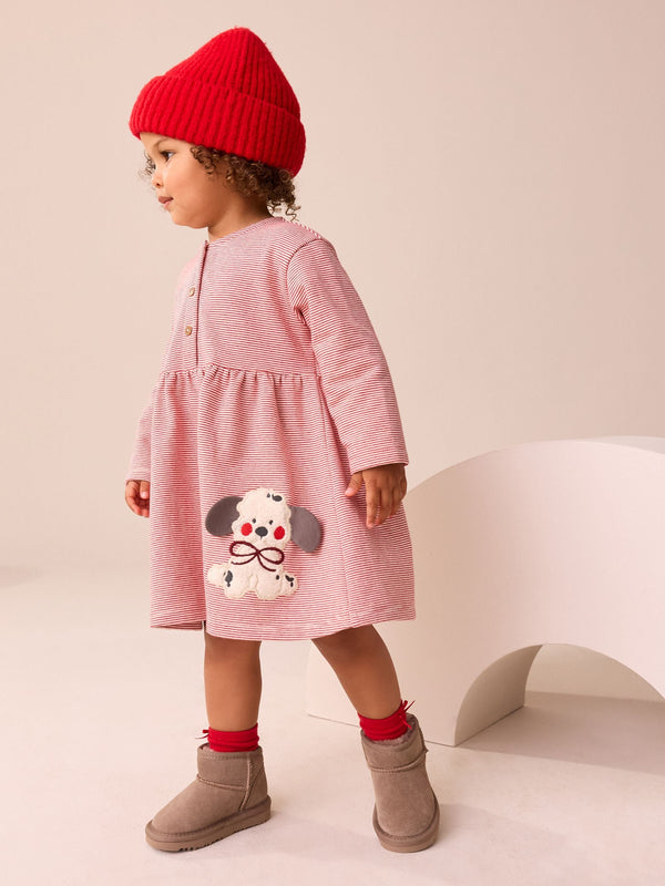 Pink Dog Brushed Sweat Dress (3mths-7yrs)