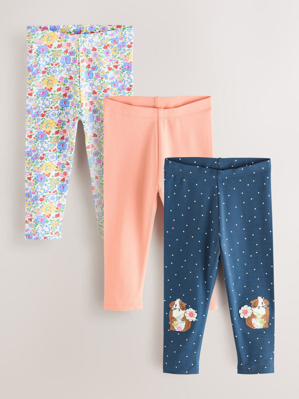 Floral/Navy Leggings 3 Pack (3mths-7yrs)