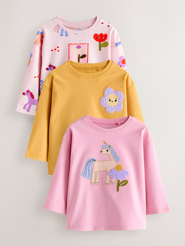 Unicorn Character Long Sleeve Tops 3 Pack (3mths-7yrs)