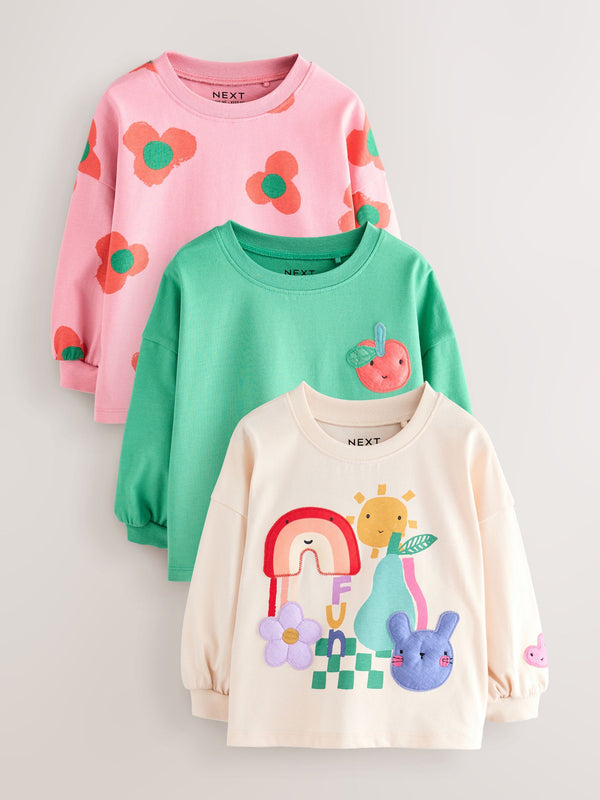 Rainbow Character Long Sleeve Tops 3 Pack (3mths-7yrs)