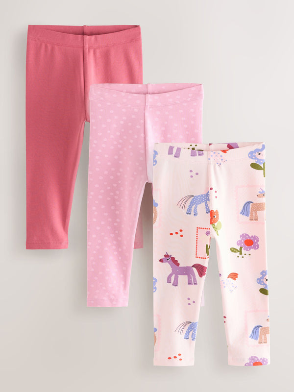 Pink Unicorn Leggings 3 Pack (3mths-7yrs)