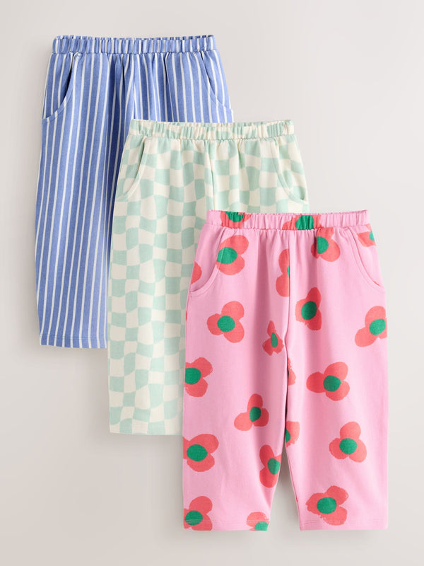 Pink/Green Barrel Trousers 3 Pack (3mths-7yrs)