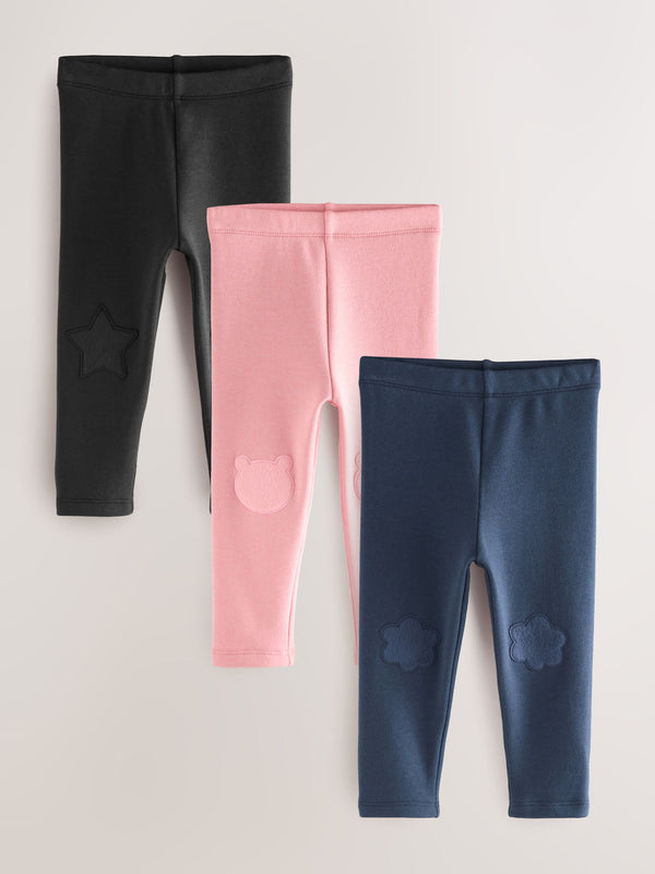 Black/Navy/Pink Cosy Leggings 3 Pack (3mths-7yrs)