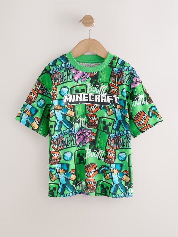 Green All Over Print Minecraft T-Shirt (3-16yrs)