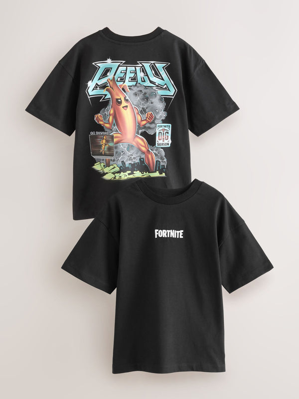 Black Fortnite Print Short Sleeved T-Shirt (4-16yrs)