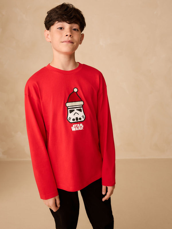 Red Star Wars Long Sleeve Christmas T-Shirt (3-16yrs)