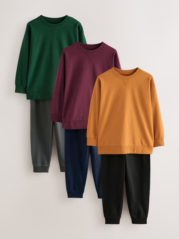 Green/Orange Long Sleeve Pyjamas 3 Pack (3-16yrs)