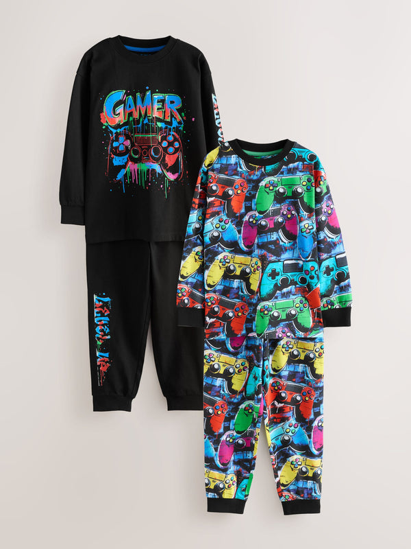 Multi Gamer Long Sleeve Pyjamas 2 Pack (3-16yrs)