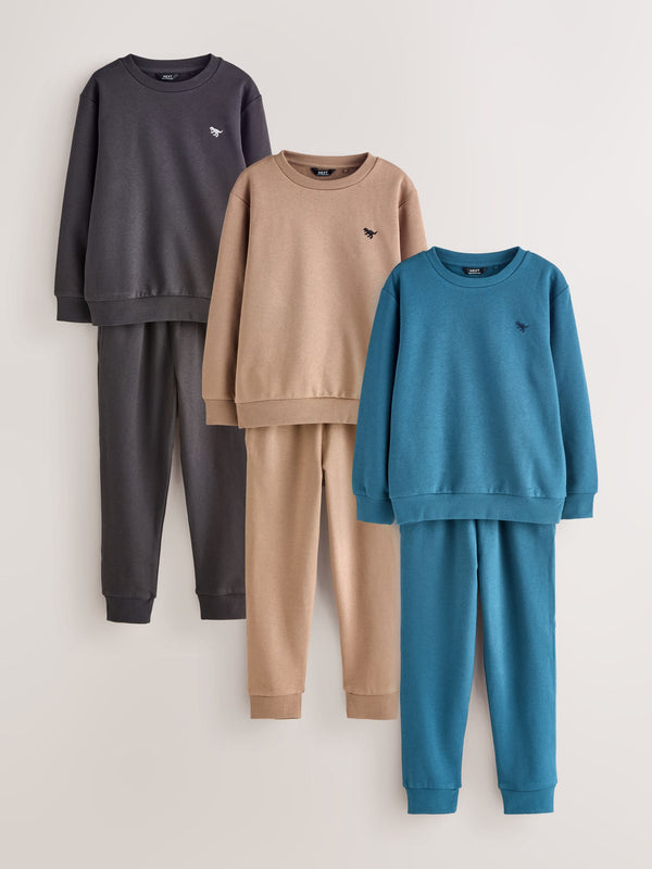 Charcoal Grey/Enzyme Blue/Putty Sweatshirts and Joggers Set 3 Pack (3mths-7yrs)