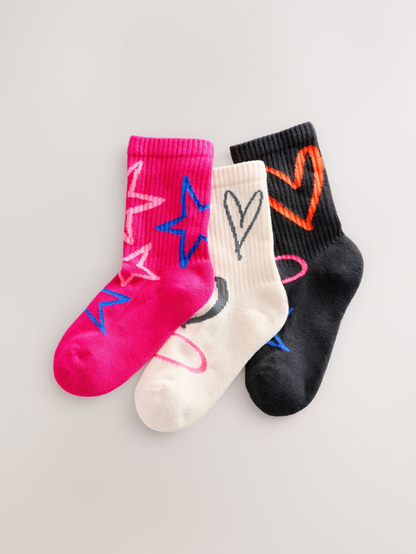 Pink Oatmeal and Charcoal Grey Cotton Rich Cushioned Sole  Ankle Socks 3 Pack