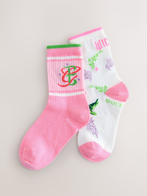 Pink and White Cotton Rich Wicked Ankle Socks 2 Pack