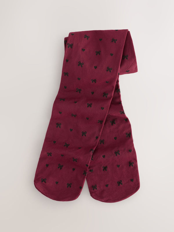 Burgundy Red Bow 40 Denier Tights