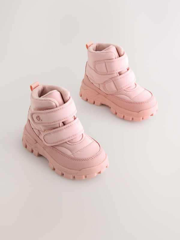 Pink Waterproof Touch Fastening Quilted Boots