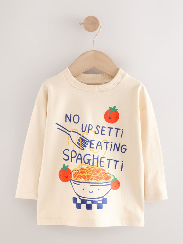 White Spaghetti Long Sleeve Graphic Print T-Shirt (3mths-8yrs)