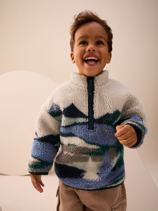 Multi Mountain Scene Patterned Zip Through Fleece (3mths-7yrs)