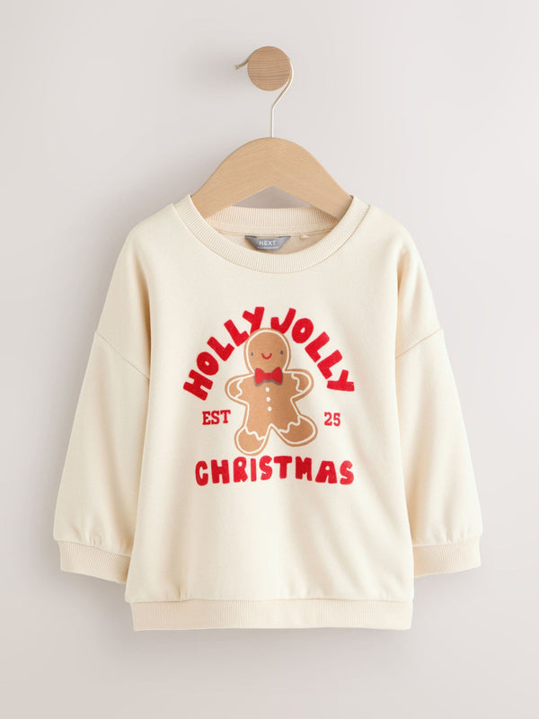 Ecru Christmas Crew Neck Jersey Sweatshirt (3mths-7yrs)